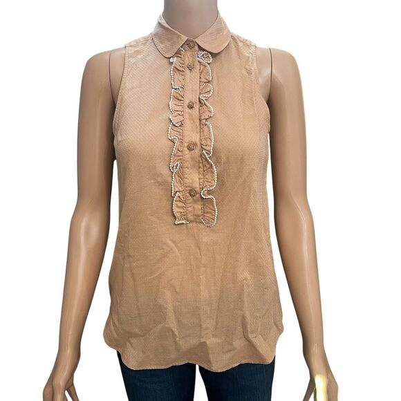See By Chloe Ruffle Tank Top Pearl Trim Coquette Twee Lolita Seen On Glee - Picture 1 of 7